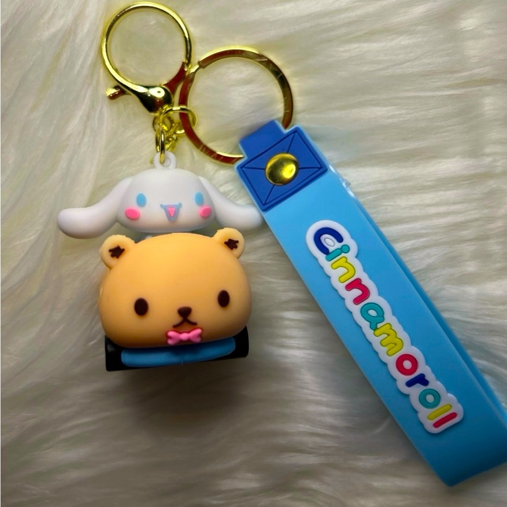 New Cinnamoroll from Hello Kitty Keychain/Wristlet Riding on Teddy Bear Car